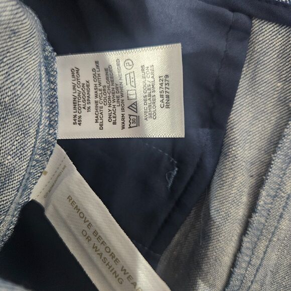 Ann Taylor Linen Blend Sailor Shorts Blue Sz 8 Side Zip Mid Rise - Picture 6 of 9